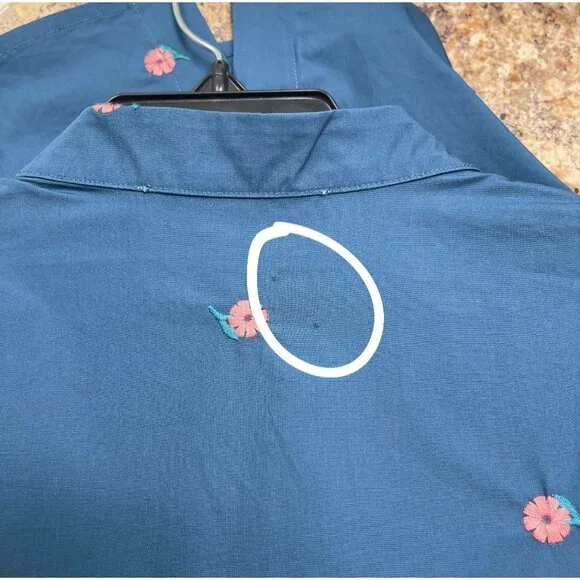 Mare Mare by Antropologie Puff-Sleeve Embroidered Blouse in Blue Size S - Picture 11 of 12